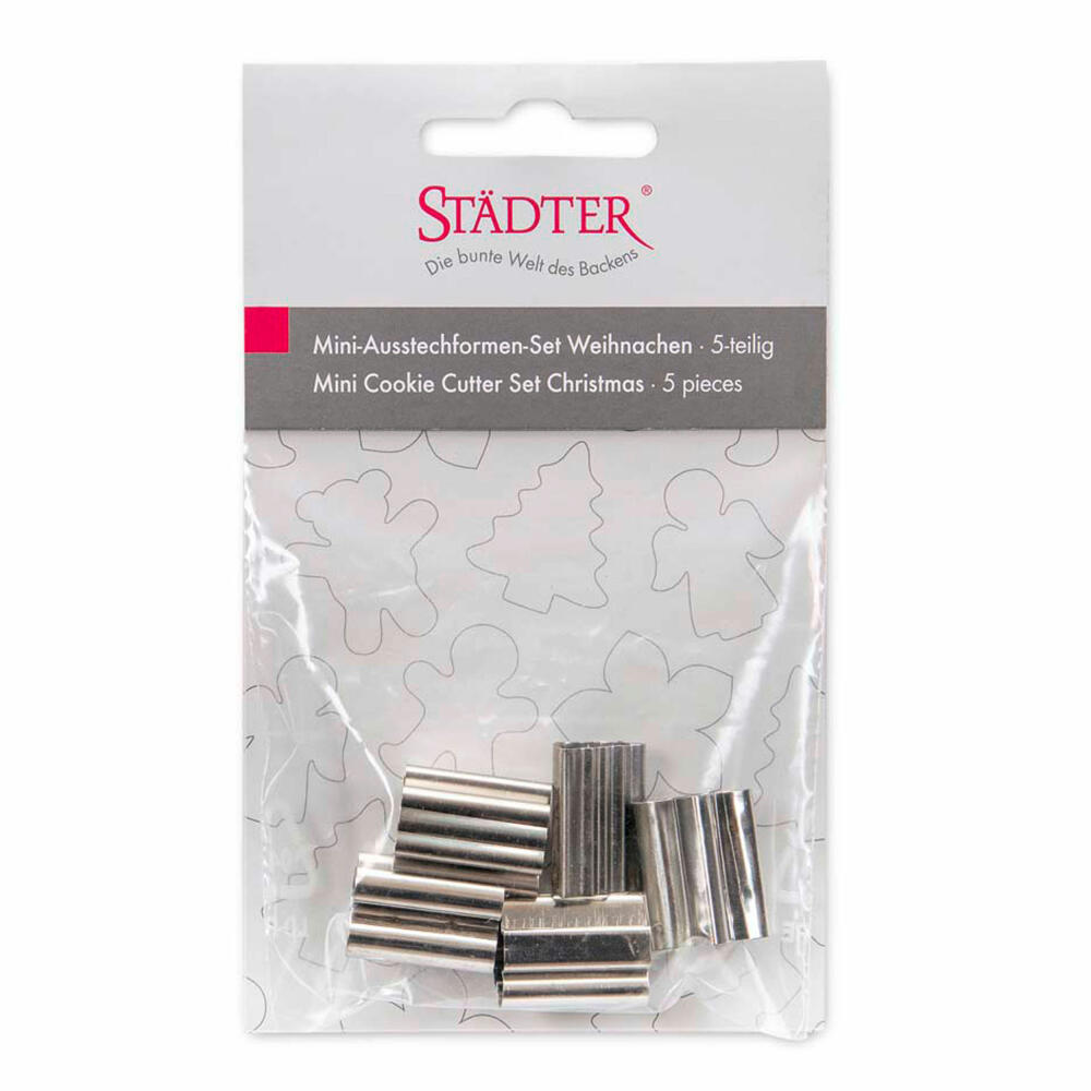 Städter Christmas Mini Set, 5-piece, cookie cutter, cookie mold, biscuit, cookies, stainless steel, 004603