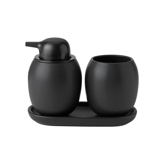 Stelton Zahnbürstenhalter Fjord, Zahnputzbecher, Becher, Steinzeug, Black, 113