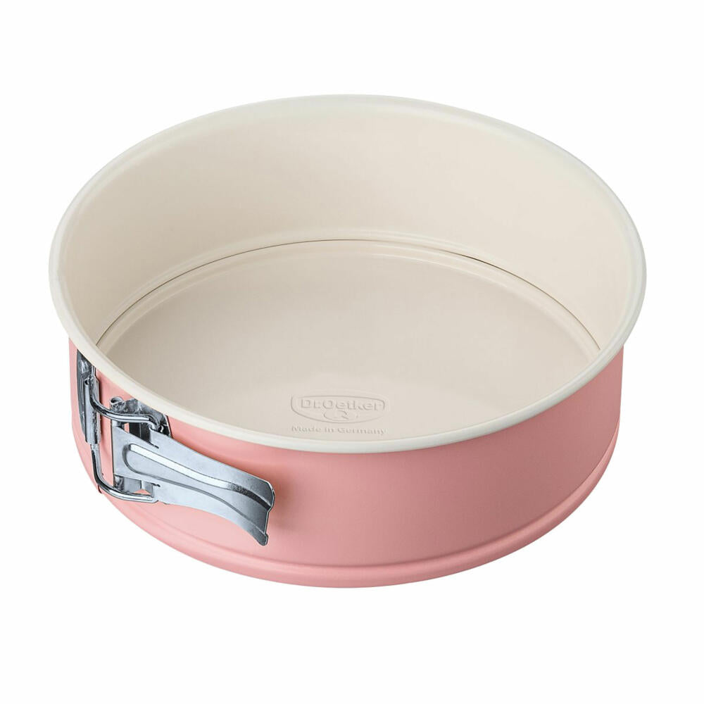 Dr. Oetker Retro Springform, Spring Form, Baking Pan, Cake Pan, Sheet Steel with Ceramic Reinforced Non-Stick Coating, Pink / Cream, Ø 20 cm, 4651