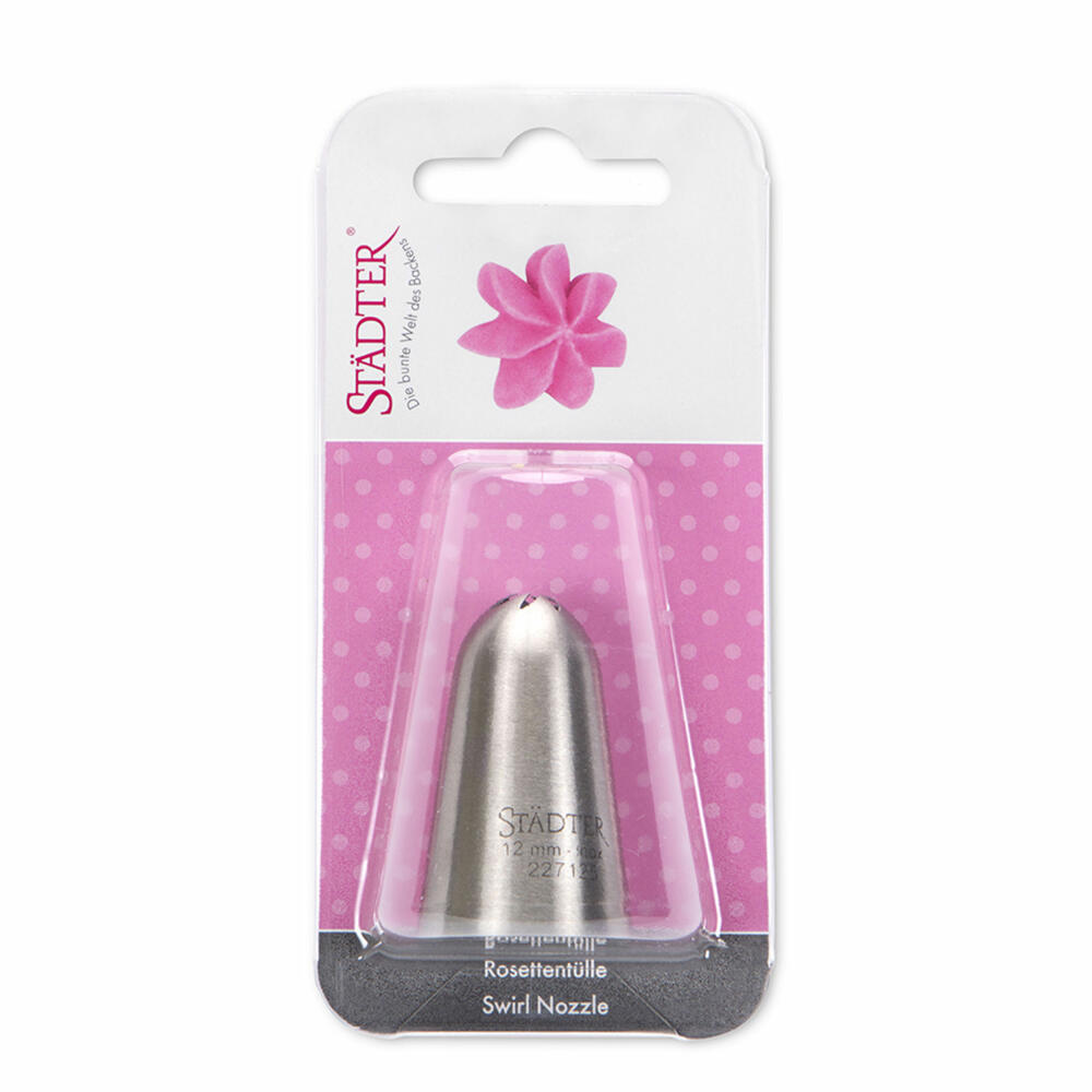 Städter Fine Line rosette nozzle large, piping nozzle, decorating nozzle, baking accessory, stainless steel, 12 mm, 227125