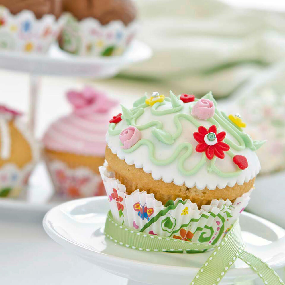 Städter Paper Baking Cups Flower Garden Maxi, 50 pieces, paper cups, baking pan, muffin cups, paper, 335745