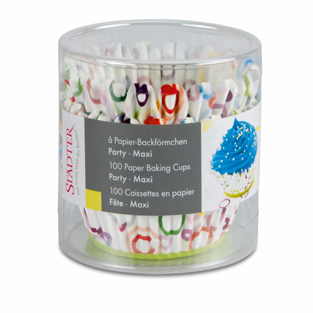 Städter Paper Baking Cups Party Maxi, 100 pieces, paper cups, baking pan, muffin cups, paper, 335943