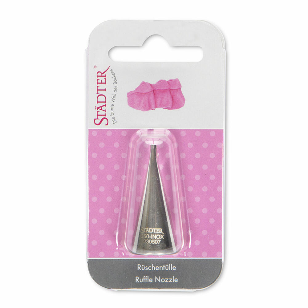 Städter Fine Line ruffle nozzle #050 small, piping nozzle, decorating nozzle, baking accessories, stainless steel, 18 mm, 230507