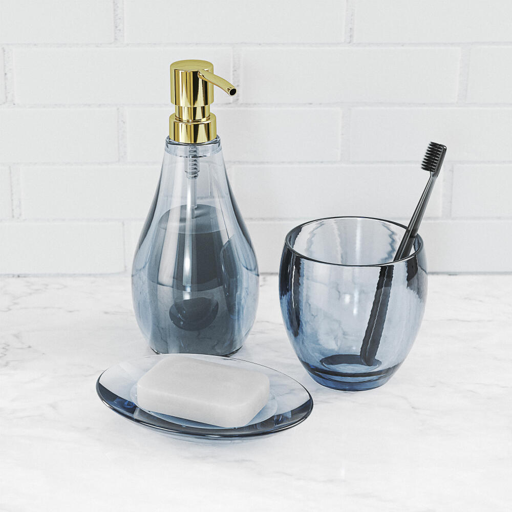 Umbra Droplet Toothbrush Tumbler, Toothbrush Holder, Make up Brush Organizer, Acrylic, Denim Blue, 020161-1191