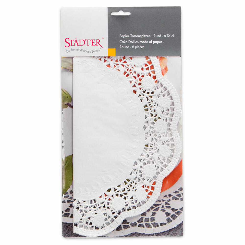 Städter Tortenspitze Rund, 6er Set, Tortenpapier, Tortenunterlage, Tortendeckchen, Papier, Ø 36 cm, 900158
