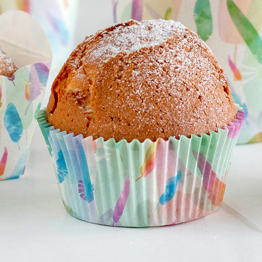 Städter Paper Baking Cups Rainbow Feathers Maxi, 50 pieces, paper cups, baking pan, muffin cups, paper, 337404