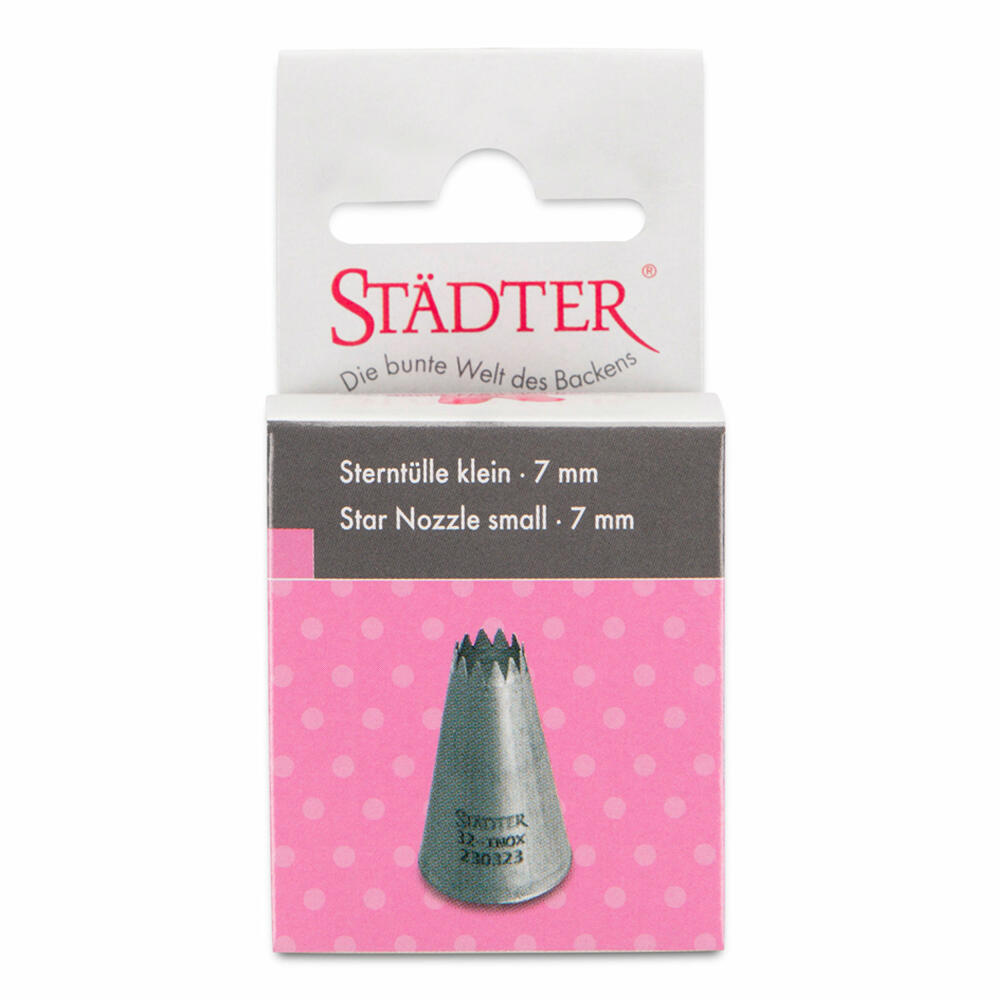 Städter Fine Line star nozzle #32 small, piping nozzle, decorating nozzle, baking accessories, stainless steel, 7 mm, 230323