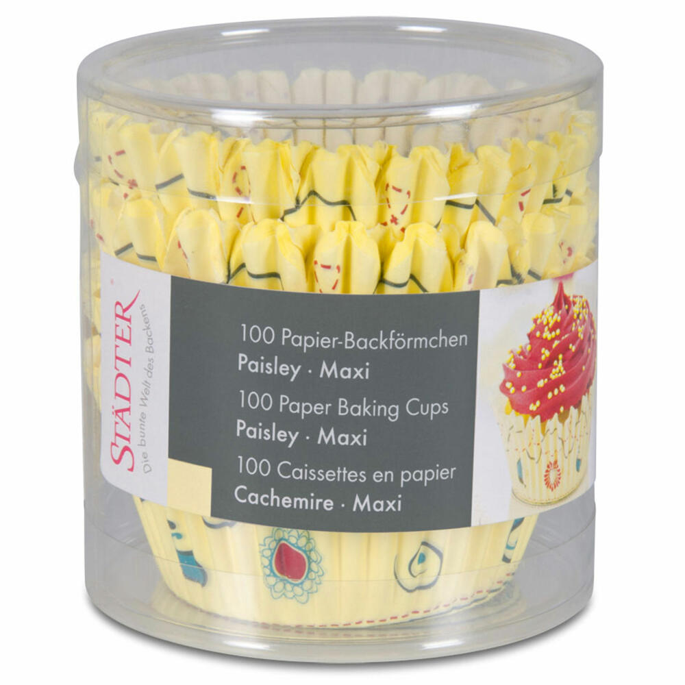 Städter Paper Baking Cups Paisley Maxi, 100 pieces, paper cups, baking pan, muffin cups, paper, 335936