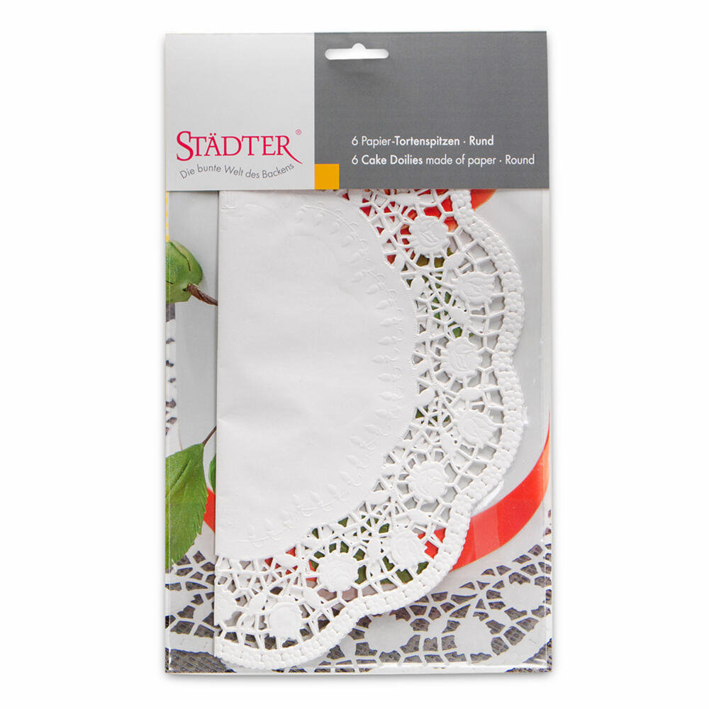 Städter Tortenspitze Rund, 6er Set, Tortenpapier, Tortenunterlage, Tortendeckchen, Papier, Ø 32 cm, 900141