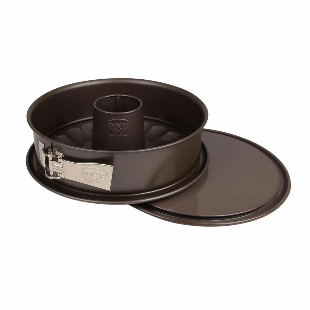 Dr. Oetker Baking Edition Springform pan with enamel serving base and non-stick tube base, Springform pan, baking pan, cake pan, sheet steel, brown, Ø 26 cm, 4702