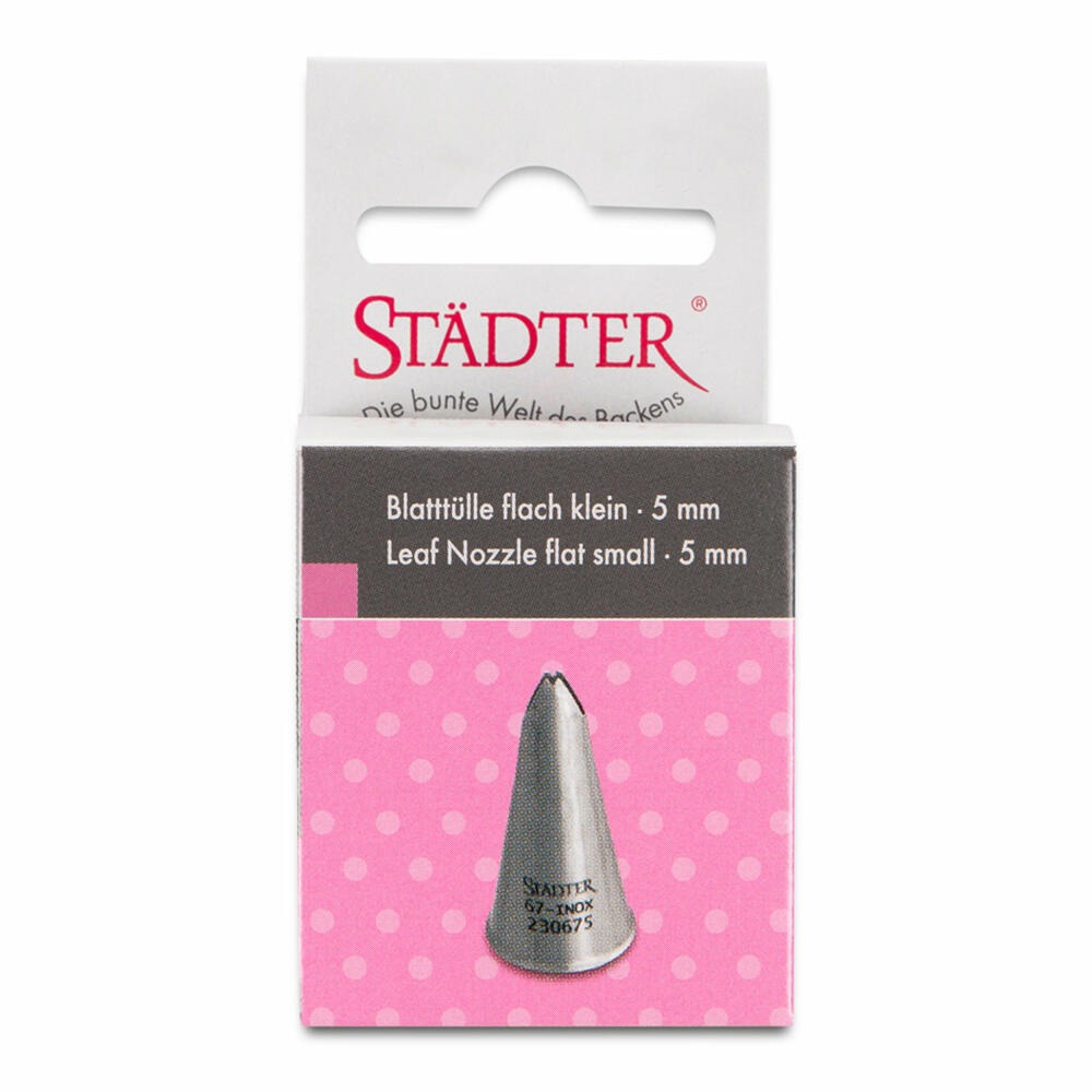 Städter Fine Line Leaf Nozzle #67 Small, Piping Nozzle, Decorating Nozzle, Baking Accessory, Stainless Steel, 5 mm, 230675
