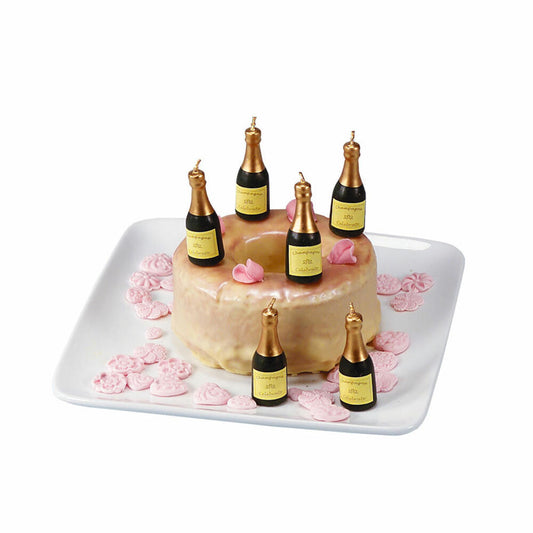 Städter Kerzen Sekt-Flasche Set, 6-tlg., Geburtstagskerzen, Kuchenkerzen, Geburtstag, Kerze, 910348