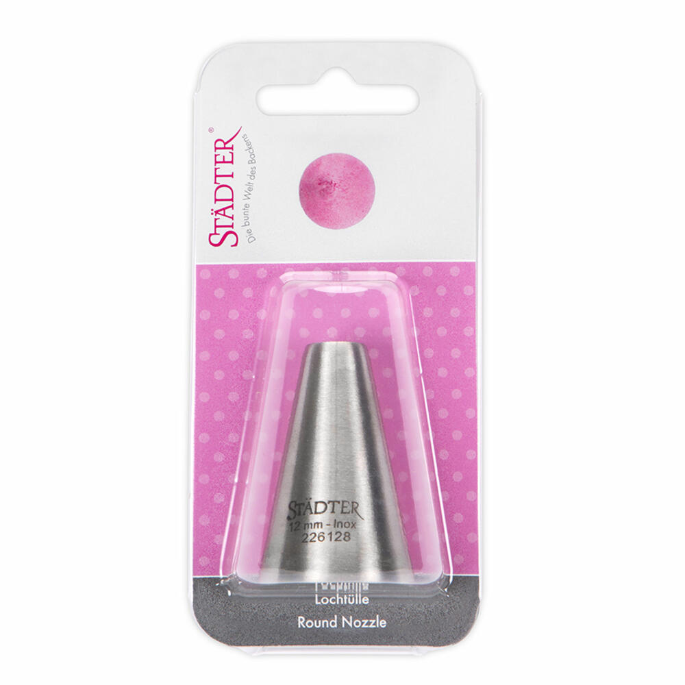 Städter Fine Line Large Perforated Nozzle, Piping Nozzle, Decorating Nozzle, Baking Accessory, Stainless Steel, 12 mm, 226128