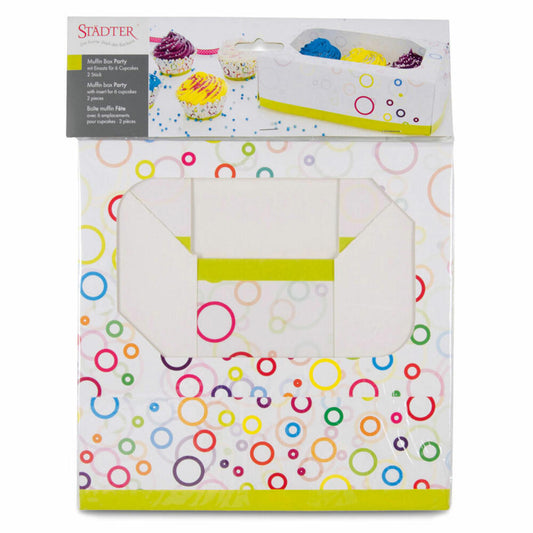Städter muffin and cupcake box party, set of 2, for 6 muffins, transport box, muffin box, cupcake, cardboard, 24 x 16.5 x 7.5 cm, 336056