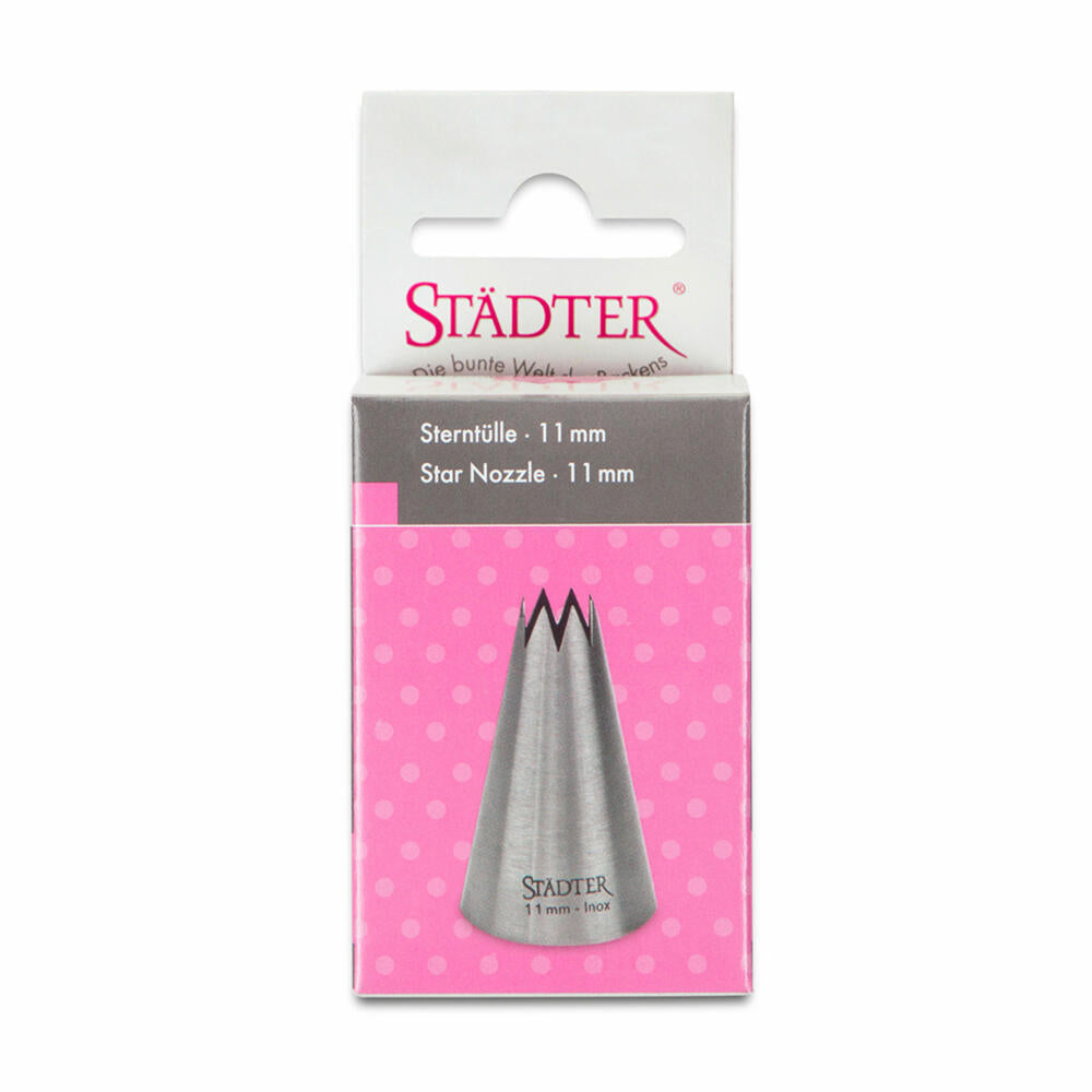 Städter Fine Line star nozzle large, piping nozzle, decorating nozzle, baking accessories, stainless steel, 11 mm, 225114