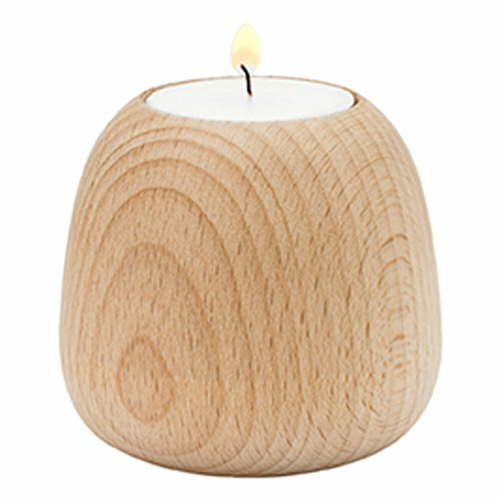 Stelton Candlestick Ora Beech Wood, Small, Candle Holder, Tealight Holder, Beech Wood, Stainless Steel, 103-1