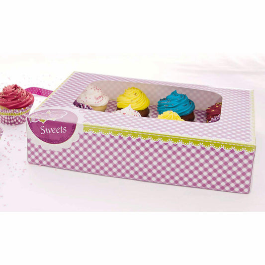 Städter muffin and cupcake box Sweets, for 12 muffins, transport box, muffin box, cupcake, cardboard, 33 x 16.5 x 7.5 cm, 336094