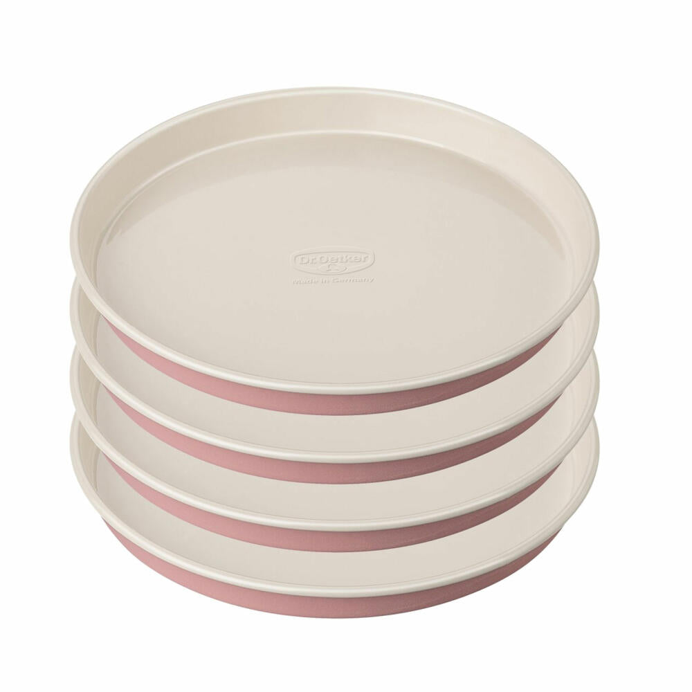 Dr. Oetker Retro Schichtkuchen-Backform, 4er Set, Schicht Kuchen, Back Form, Backzubehör, Stahlblech mit keramisch verstärkter Antihaft-Beschichtung, Pink / Creme, Ø 17 cm, 4654