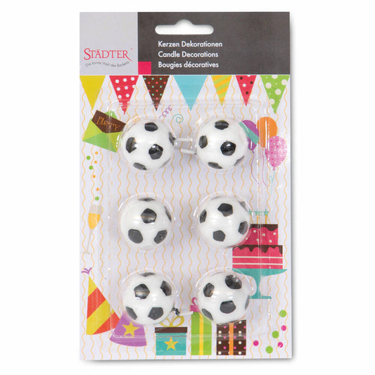 Städter Candles Footballs Set, 6 pcs., Cake Candles, Cake, Candle, Decoration, Cake Decoration, 2.5 cm, 041158