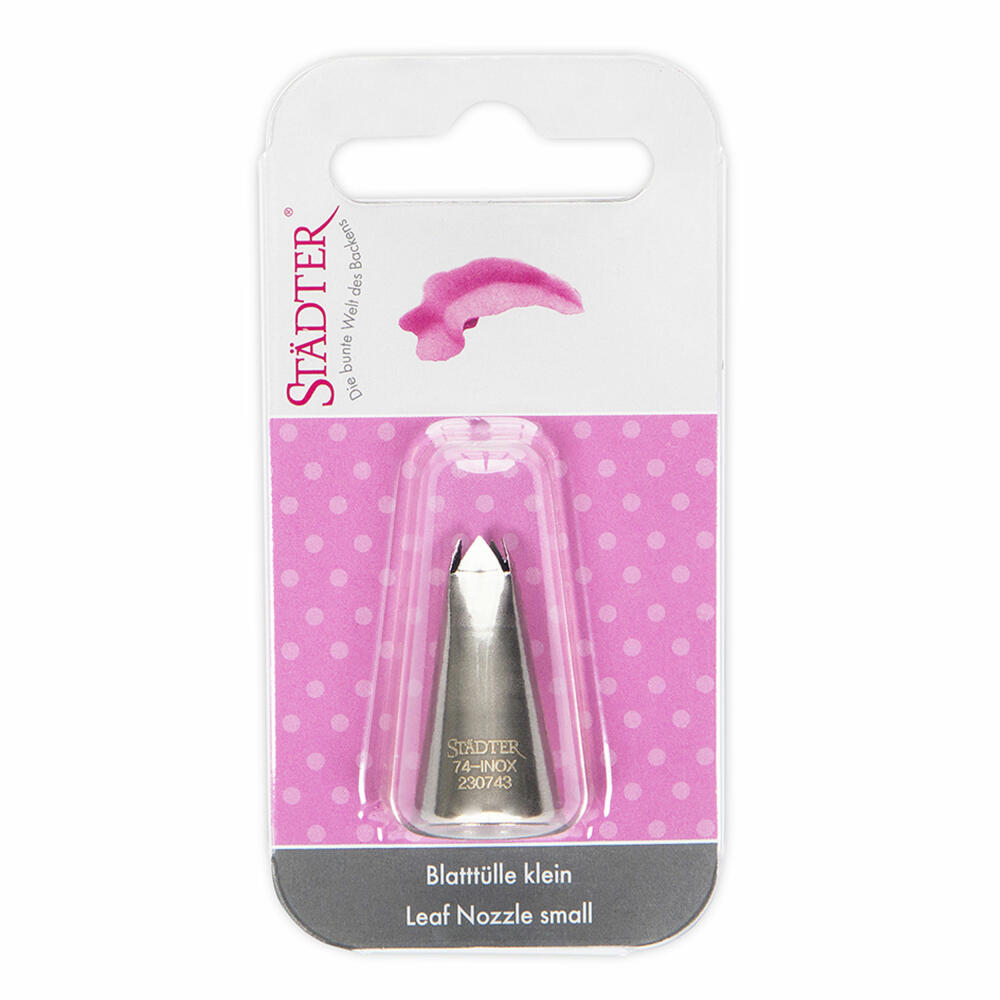 Städter Fine Line Leaf Nozzle #74 Small, Piping Nozzle, Decorating Nozzle, Baking Accessory, Stainless Steel, 5 mm, 230743