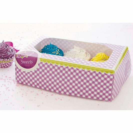 Städter muffin and cupcake box Sweets, set of 2, for 6 muffins, transport box, muffin box, cupcake, cardboard, 24 x 16.5 x 7.5 cm, 336032