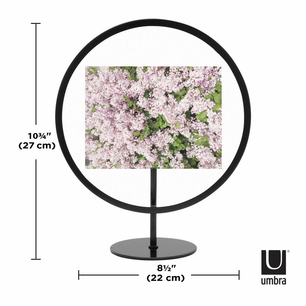 Umbra picture frame Infinity round, photo frame for standing or hanging, steel, glass, black, 10 x 15 cm, 1012271-040