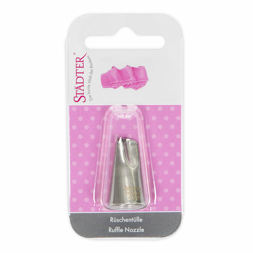 Städter Fine Line ruffle nozzle #86 small, piping nozzle, decorating nozzle, baking accessories, stainless steel, 10 mm, 230866