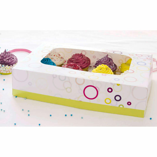 Städter muffin and cupcake box party, for 12 muffins, transport box, muffin box, cupcake, cardboard, 33 x 16.5 x 7.5 cm, 336117