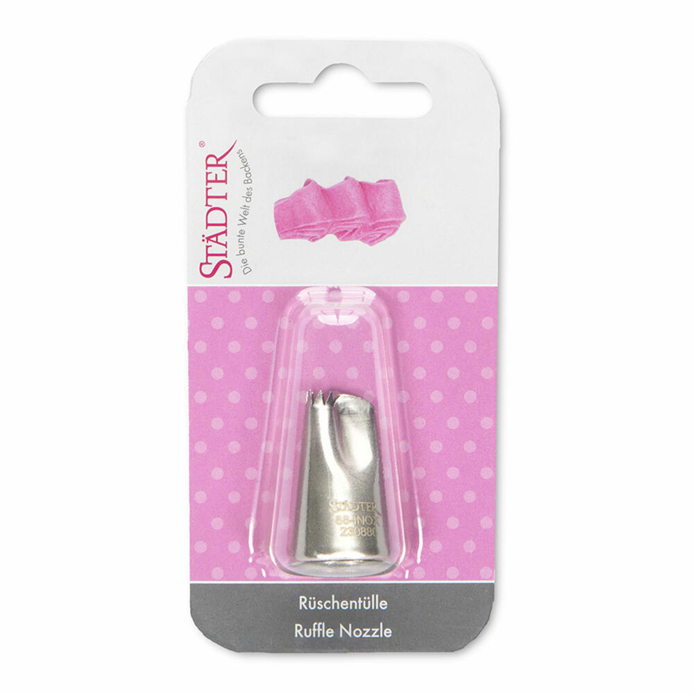 Städter Fine Line ruffled nozzle #88 small, piping nozzle, decorating nozzle, baking accessories, stainless steel, 14 mm, 230880