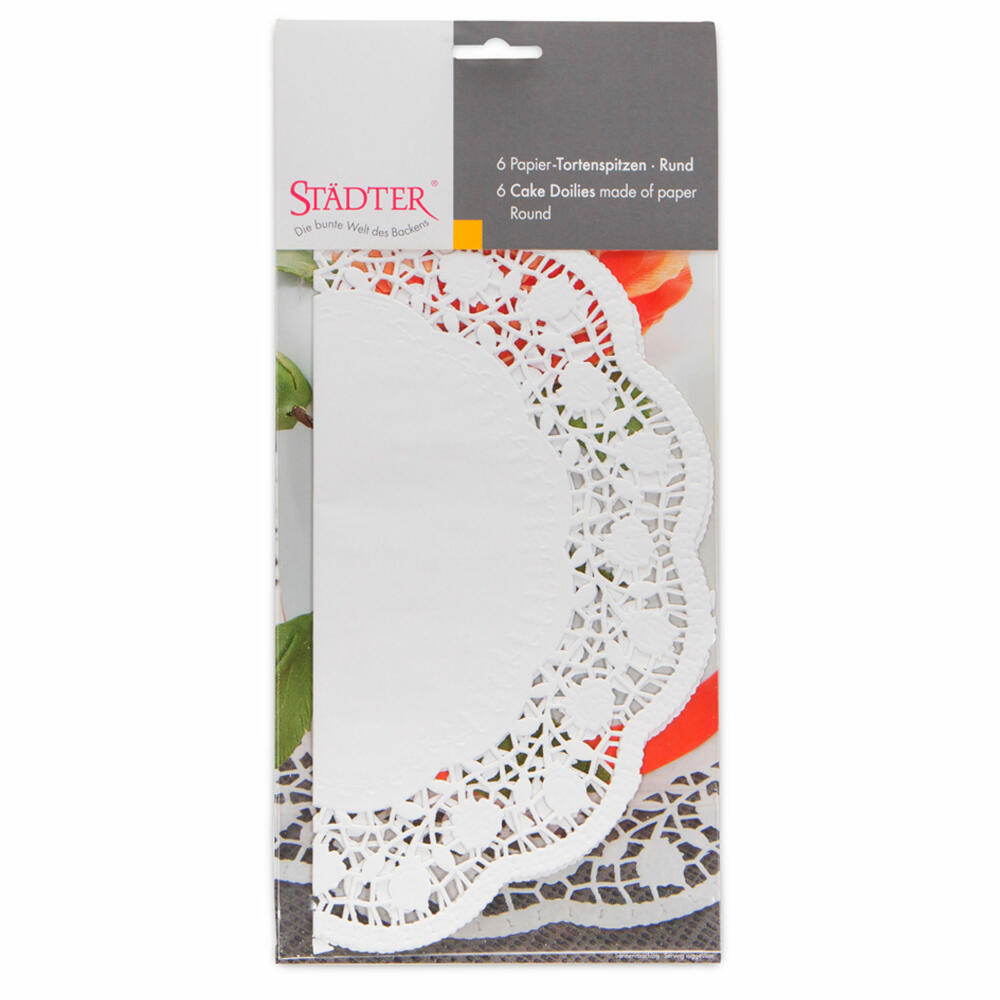 Städter Tortenspitze Rund, 6er Set, Tortenpapier, Tortenunterlage, Tortendeckchen, Papier, Ø 28 cm, 900134