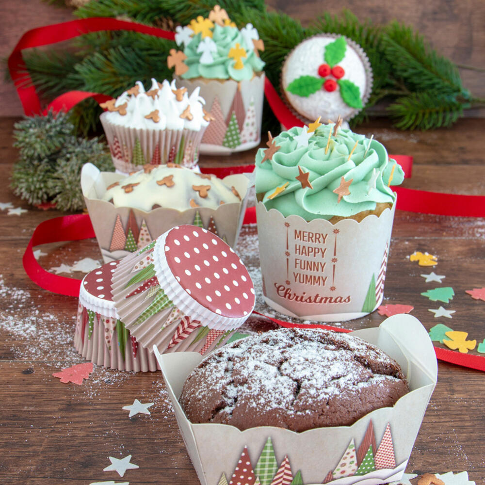 Städter Cupcake-Backform Yummy Christmas Maxi, 12 Stück, Papierförmchen, Backförmchen, Papierbackförmchen, Papier, 336513