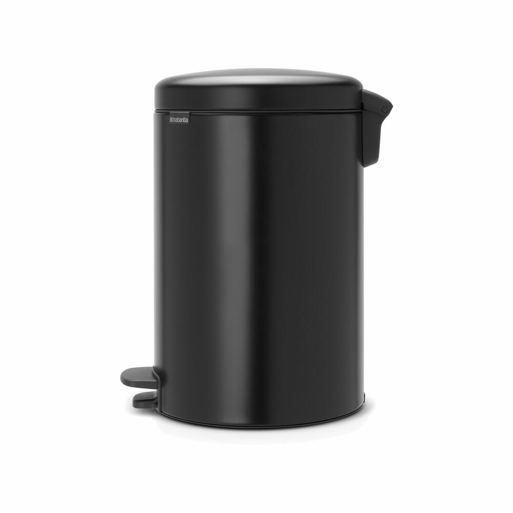 Brabantia Newicon Pedal Bin, Trash can, Waste bin, Matt Black, Black, 20 L, 114106
