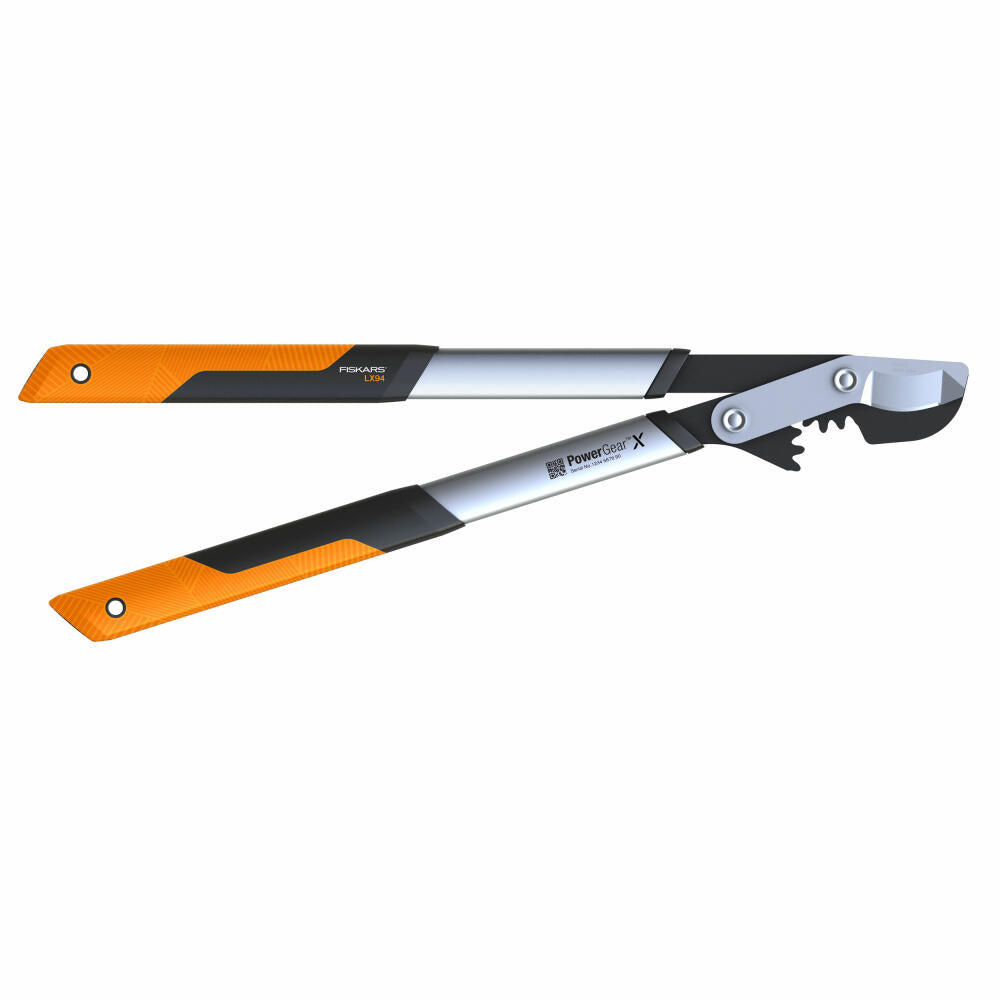 Fiskars PowerGearX Bypass-Getriebeastschere LX94-M, Getriebe Astschere, Gartenschere, Gartenzubehör, Stahl, Schwarz / Orange, 64 cm, 1020187