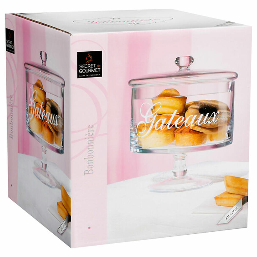 5five Simply Smart Bonboniere Gateaux on foot, cookie jar, glass, transparent, 1.8 L, 115632