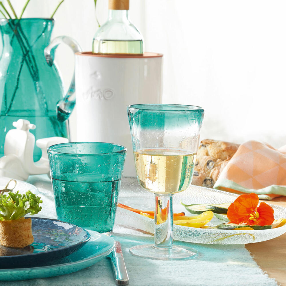 Leonardo Burano Weißweinglas, 6er Set, Weißwein Glas, Rotweinglas, Weinglas, Weinkelch, Rotwein, Laguna, Türkis, 150 ml, 034749