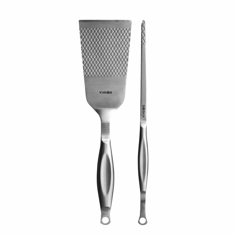 Boska Burger & Veggie BBQ Grill Tool Set Monaco+ 2-piece, tweezers, spatula, stainless steel, silver-colored, 320045