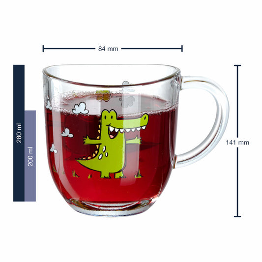 Leonardo cup Bambini crocodile, glass cup, children's cup, soda-lime glass, multi-colored, 280 ml, 022900