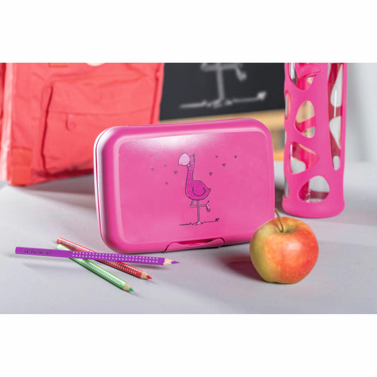 Leonardo Brotdose Bambini Flamingo, Frühstücksdose, Lunchbox, Kunststoff, pink, 022860