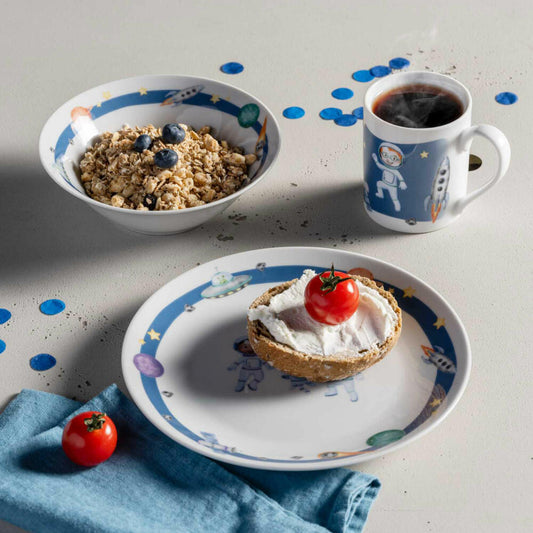 Leonardo Kindergeschirr Bambini Avventura Weltall 3-tlg., Porzellan, Mehrfarbig, 022799