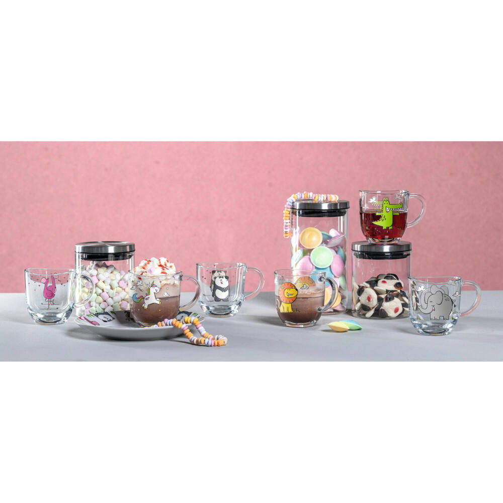 Leonardo Tasse Bambini Löwe, Glastasse, Kinderbecher, Kalk-Natron Glas, mehrfarbig, 280 ml, 022898