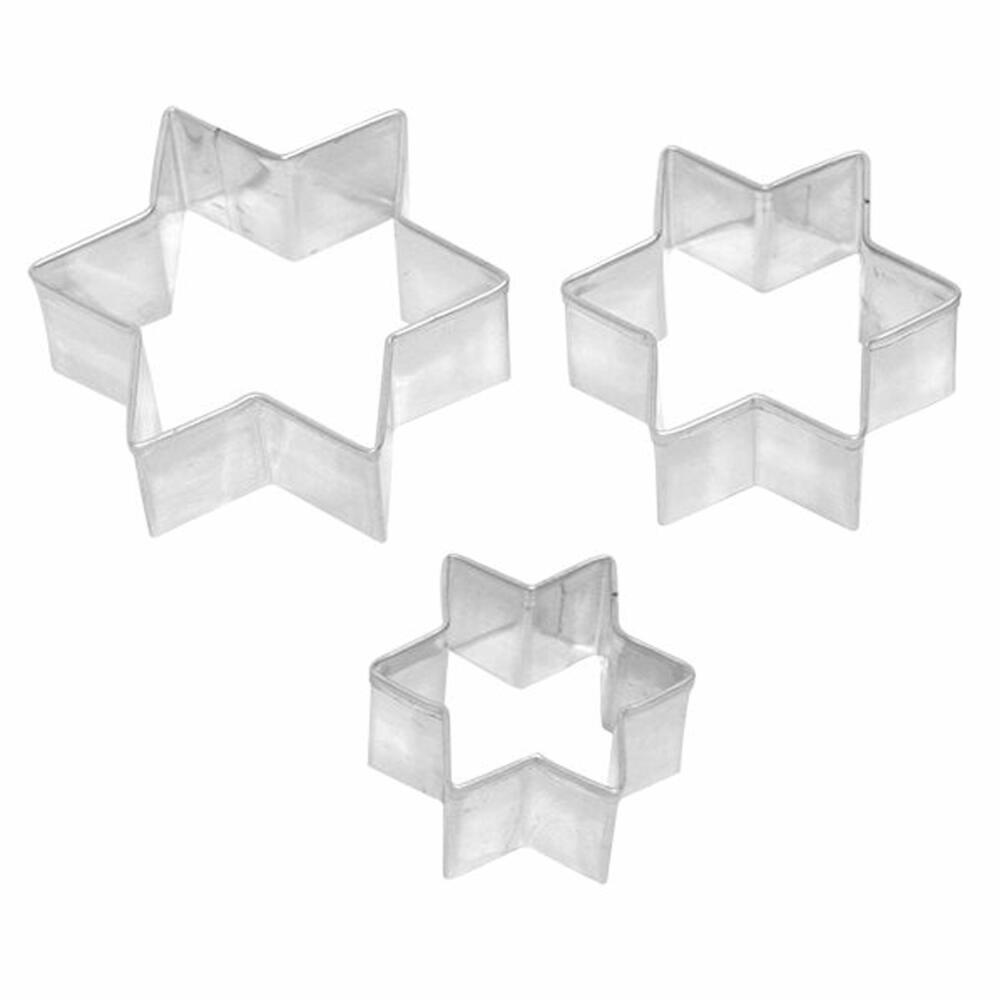 Birkmann star cookie cutter, 3-piece, cookie cutter, cookie mold, biscuit, cookies, stainless steel, 4 / 5 / 6 cm, 195103