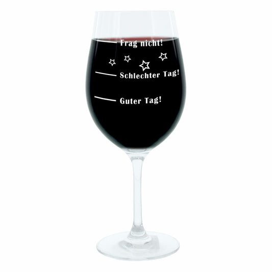 Leonardo Weinglas XL, 2er Set, Guter Tag!, Schlechter Tag!, Frag Nicht!, Stimmungsglas mit lustiger Gravur, Mood Wein Glas, 610 ml
