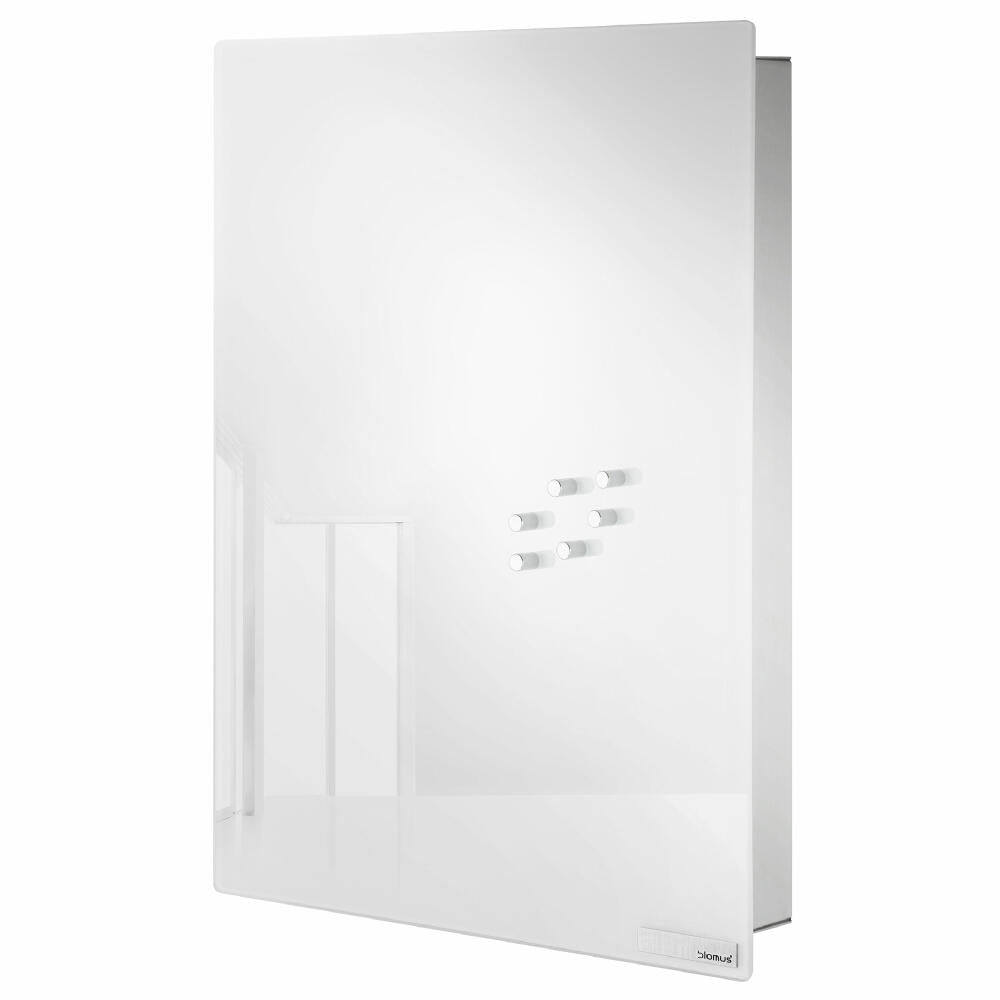 Blomus Schlüsselkasten, Glasmagnettafel Velio, Magnetwand, Schlüsselbrett, 40x30 cm, Weiß, 65366