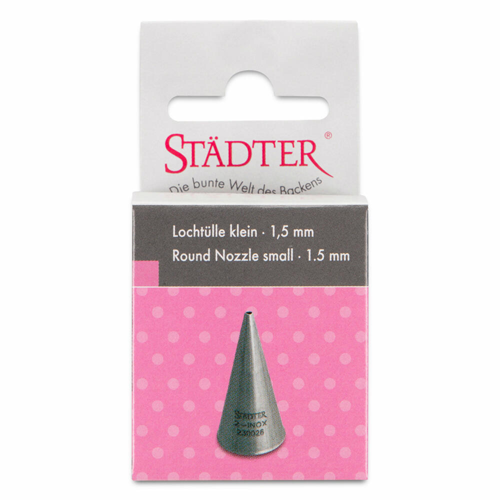 Städter Fine Line nozzle #2 small, piping nozzle, decorating nozzle, baking accessories, stainless steel, 1.5 mm, 230026