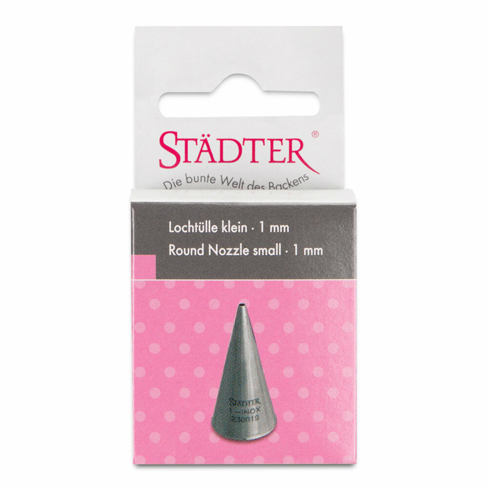 Städter Fine Line nozzle #1 small, piping nozzle, decorating nozzle, baking accessories, stainless steel, 1 mm, 230019