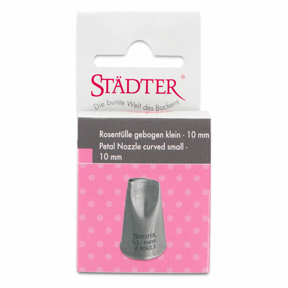 Städter Fine Line Rose Nozzle Curved #61 Small, Piping Nozzle, Decorating Nozzle, Baking Accessory, Stainless Steel, 10 mm, 230613