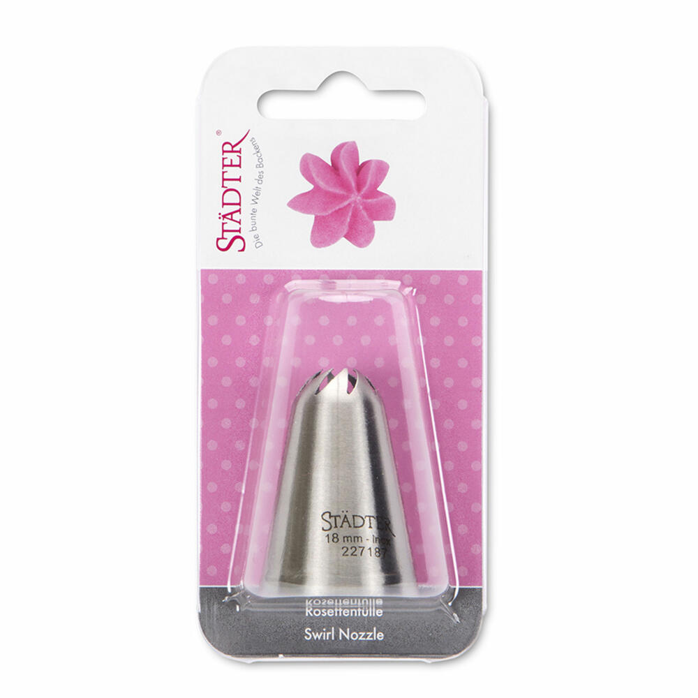 Städter Fine Line rosette nozzle large, piping nozzle, decorating nozzle, baking accessory, stainless steel, 18 mm, 227187