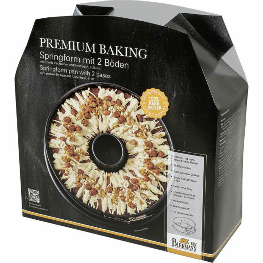 Birkmann Premium Baking Springform pan with two bases, spring form, cake pan, serving base, non-stick, 26 cm, 882034