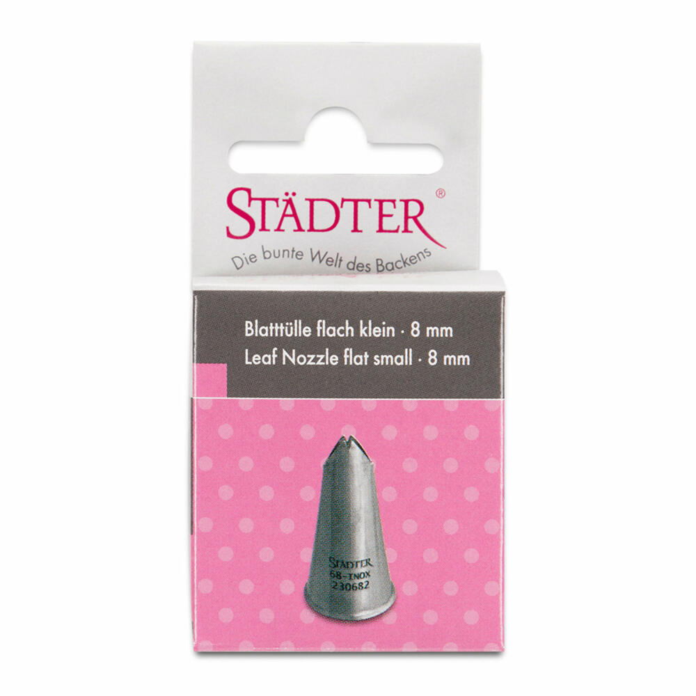 Städter Fine Line Leaf Nozzle #68 Small, Piping Nozzle, Decorating Nozzle, Baking Accessory, Stainless Steel, 8 mm, 230682