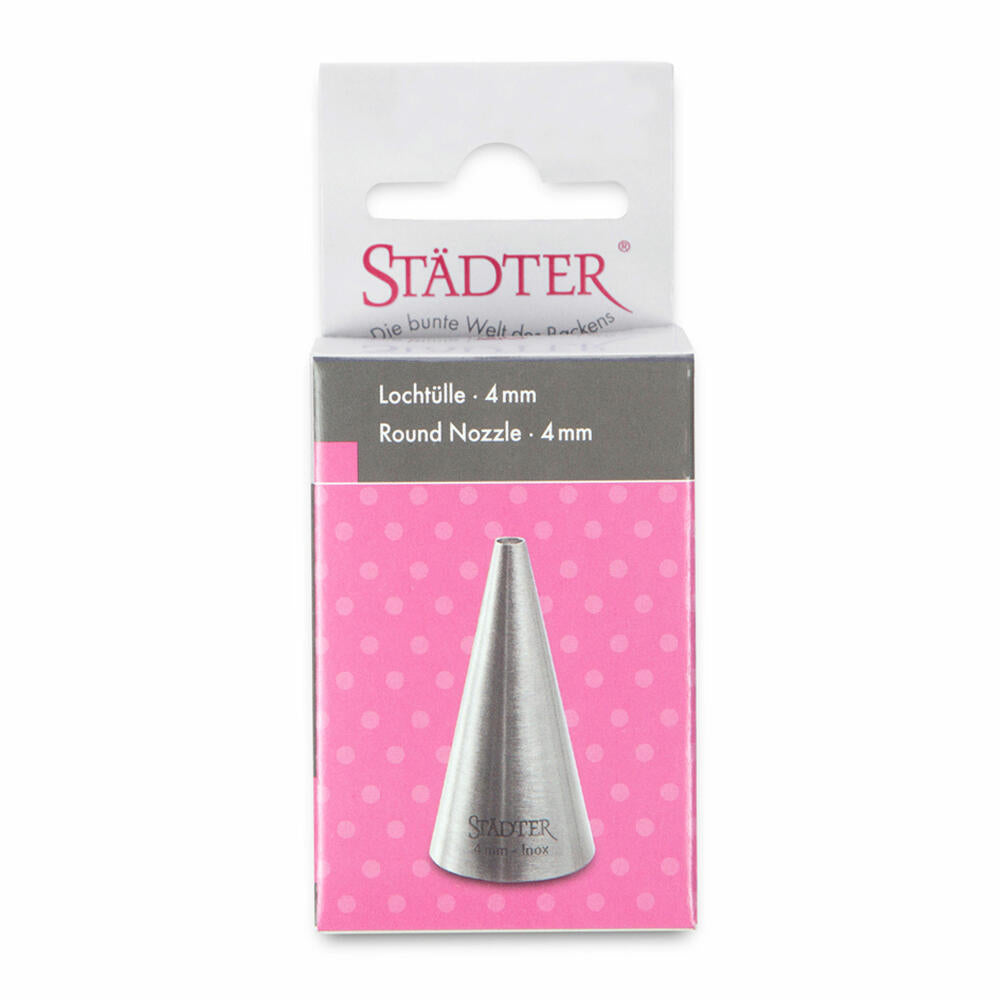 Städter Fine Line Large Nozzle, Piping Nozzle, Decorating Nozzle, Baking Accessory, Stainless Steel, 4 mm, 226043